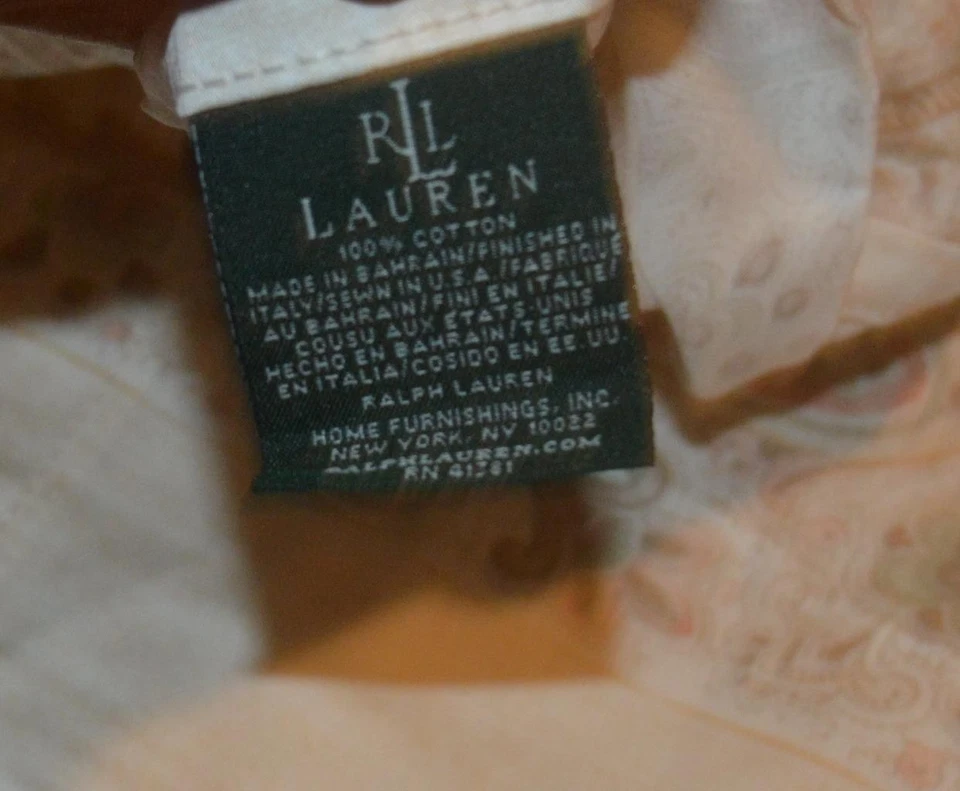 SÁBANA PLANA RALPH LAUREN Viajero Romántico Crema Rayas Cachemira REINA NUEVA RARA Foto 2 de 3