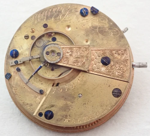 ANTIQUE 18s WALTHAM PS BARTLETT MODEL 1857 KEY WIND POCKET WATCH MOVEMENT