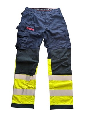 Snickers Workwear Warnschutz Arbeitshose 6363 W36 L35 Hi-Vis Blau Gelb