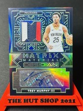 Trey Murphy 2023-24 Obsidian Matrix Materials Game Used Tri-Color Patch Auto /25
