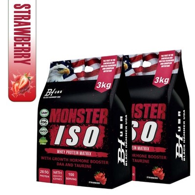 2-Pack Monster ISO Whey 6kg   Muscle Recovery | Strawberry | Black Hammer USA