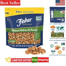 2 lb Resealable Bag of Keto-Friendly Walnut Halves Pieces for Baking Cooking