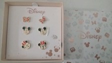 New Disney Mickey  Minnie Mouse Stud Earring Set Minnie BOW- Gold Flash Plated