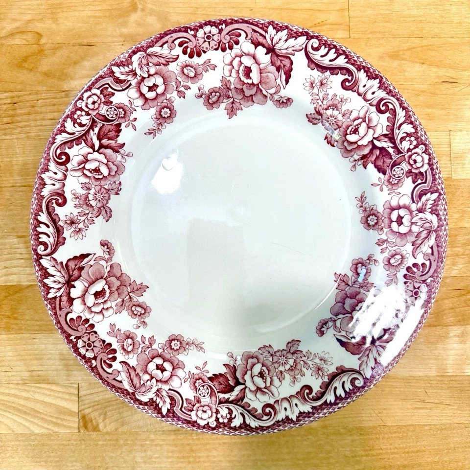 Spode Delamere Cranberry Dinner Plates Red Transferware Floral Cottage S3784-A7 - Image 4 of 4