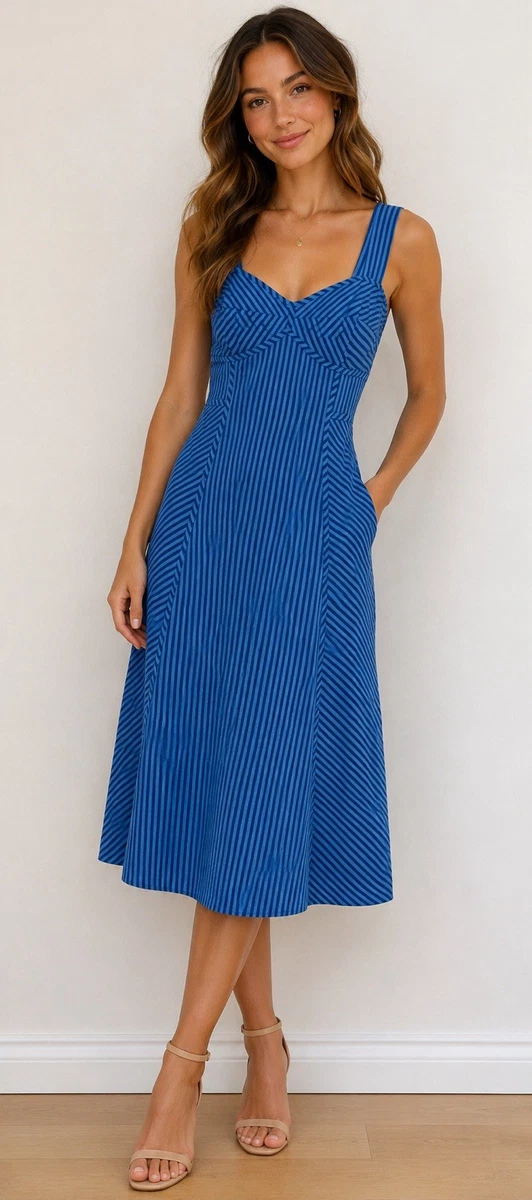 white and blue strapless dress Esra Linen Strapless Maxi Dress main image 1