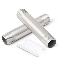 TAISHER 2PCS Stainless Steel Pipe Fittings, 1/4" NPT(Male x Male), Silver 