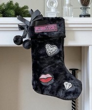 Victoria Secret Christmas Shocking Faux Fur Santa Baby Black Logo