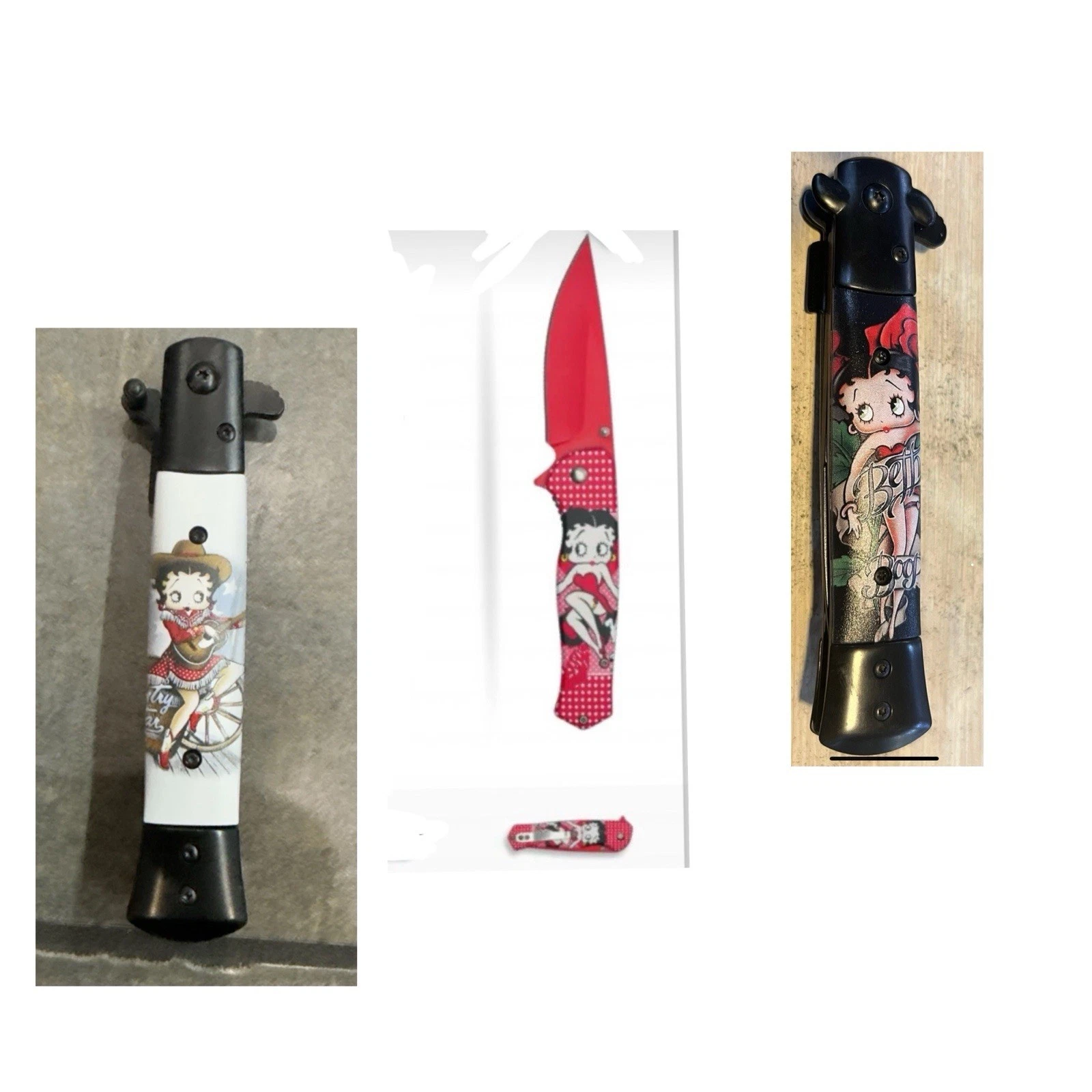 Betty Boop Tactical Spring Assisted Open Survival Pocket Knife 9”pick Only 1