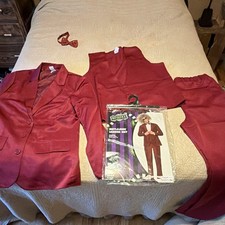 Beetlejuice Wedding Suit Costume Set Red Jacket Vest Pants Bow Tie Large