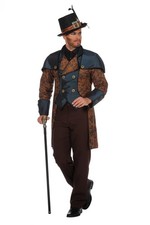 Steampunk Herren Anzug Braun/Blau Gehrock Hose Kostüm viktorianisch hochwertig