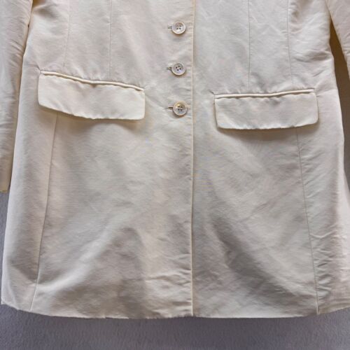Liz Claiborne Collection Silk Button Front Mandarin Collar Coat Ivory Size 10 - Picture 4 of 13