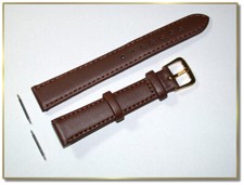 klassik echt Leder Uhrenarmband Braun Seidenmatt 16mm Breit gold. Schliesse 2016