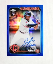 Jose Tena 2024 Topps Chrome RC AUTO Rookie BLUE REFRACTOR 091/150 Guardians z26