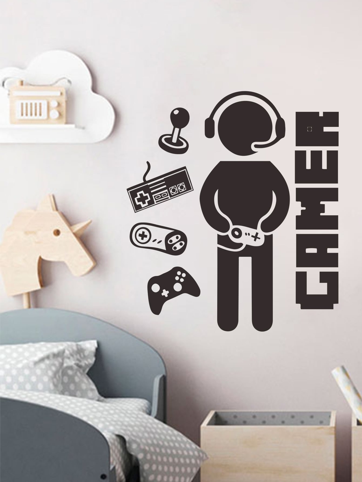 Gamer Wall Decal for Kids Room Decor - 1 Sheet for Boys and Girls