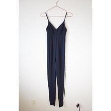 The Upside Corset Catsuit with Side Stripes Navy XS