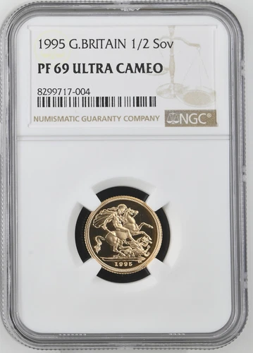 Great Britain UK 1995 1/2 Half Sovereign 0.1177 Oz AGW Gold Proof Coin NGC PF69