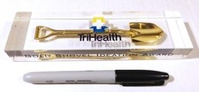 RARE - TRIHEALTH GOLD SHOVEL IDEATION AWARD IN CLEAR PLASTIC BLOCK