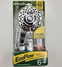 Waterpik EcoFlow Handheld Shower Head With Hose 6 Spray Settings Chrome New
