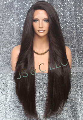 DEEP BROWN HUMAN HAIR BLEND LACE FRONT WIG Laude & Co Human Hair Blend Glueless HD 4 main image 2
