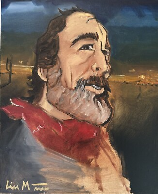 Original Painting Edward Abbey Desert Solitaire Portrait Signed Liam Matthew 
