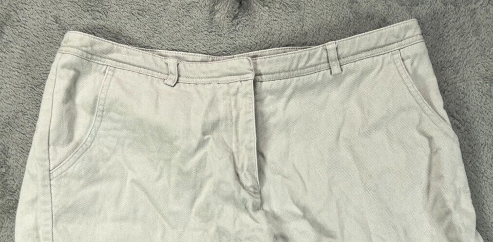 Pantalones Cortos WESTBOUND Mujer 12 Jean Mamá Beige Denim Cintura Alta Chino Alto Tiro Plano Foto 3 de 4