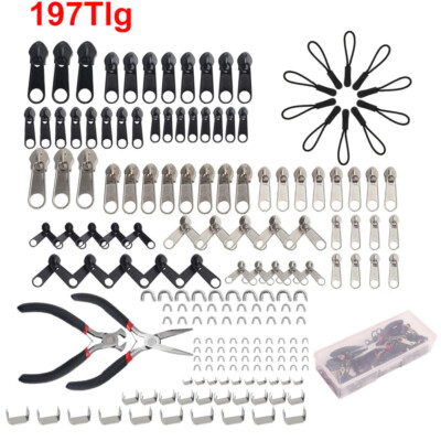 85-teiliges Reißverschluss Reparatur Set – Schieber, Stopper, Zange, Metall, Für Jacken & Taschen