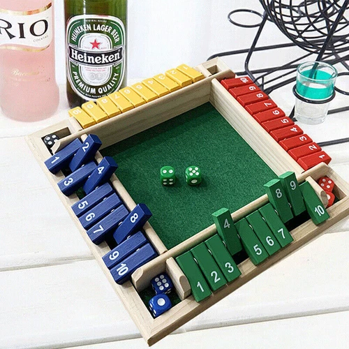 4-Spieler Shut The Box Würfelspiel Klappenspiel Brettspiel für Kinder Erwachsene - Bild 10 von 11