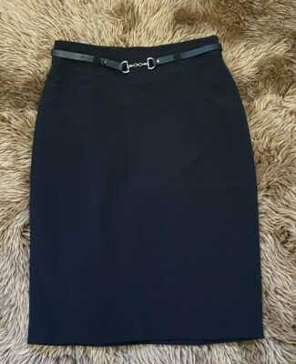 NEW GERRY WEBER Designer Navy Blue Dress Belted Pencil Skirt Size 4 EU34 / Small