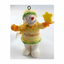 Russe Berrie  Co A Teacher Snowman Ornament 2.25