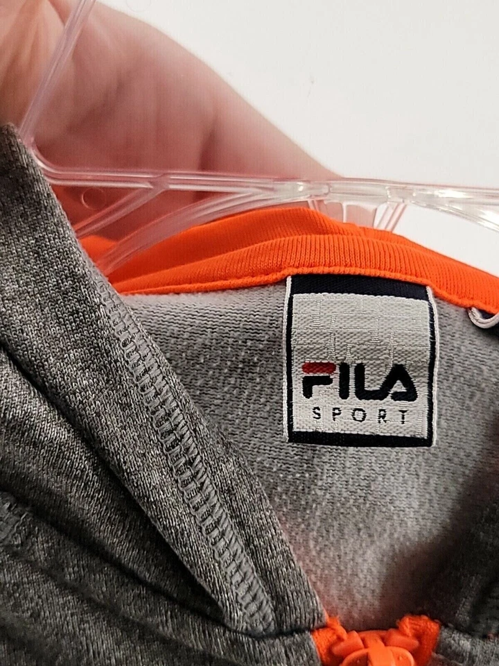 Camisa con Capucha Fila Sport Juniors Talla L(14) Color Gris/Naranja Manga Larga 1/4 Cremallera Foto 3 de 4