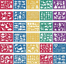 30 Pieces Drawing Stencils Set for Kids, Plastic Drawing Painting Stencil Templa