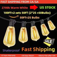 Outdoor String Lights for Patio 50 100FT Waterproof Connectable ST38 LED Light
