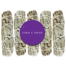 California White Sage 4" Smudge Sticks for Spiritual Healing & Cleansing 5 Pack