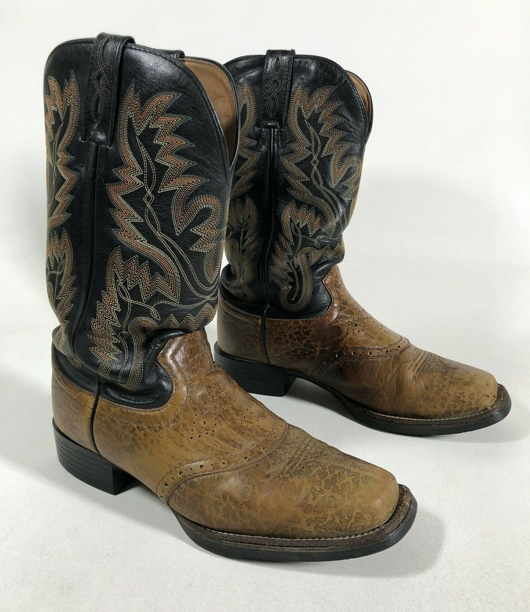 Justin L4855 Brown Black Leather Upper Western Cowboy Boots CR0705