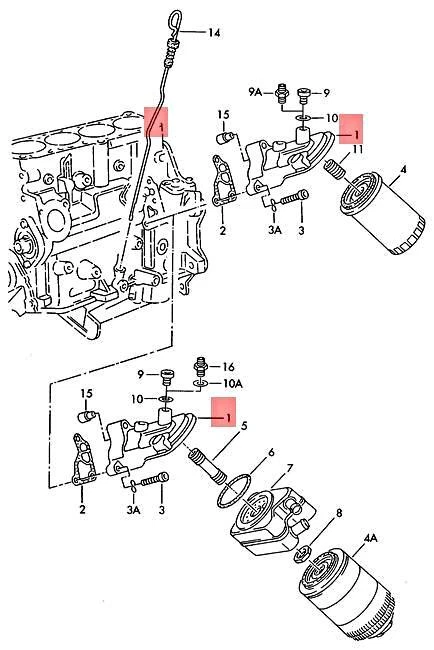 Soporte filtro aceite original AUDI VW Audi A4 Avant S4 A6 S6 quattro 050115417 Foto 2 de 2