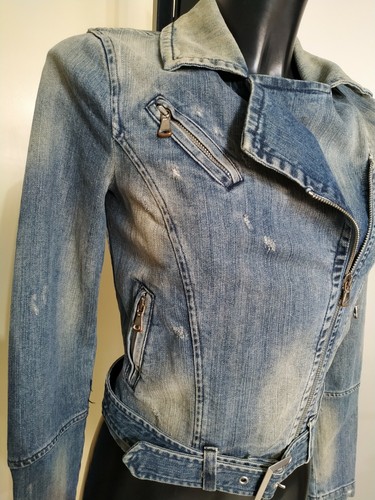 Denny Rose 1095 Giubbino chiodo in jeans denim giacca biker raro  introvabile | eBay