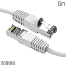 6FT Cat5E RJ45 Ethernet LAN Network FTP Shielded Patch Cable Pure Copper White