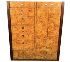 Century Furniture Burlwood and Brass Armoire Highboy