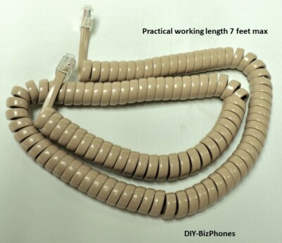 Beige 12Ft Vintage Phone Handset Cord Generic Landline Receiver Curly Cable