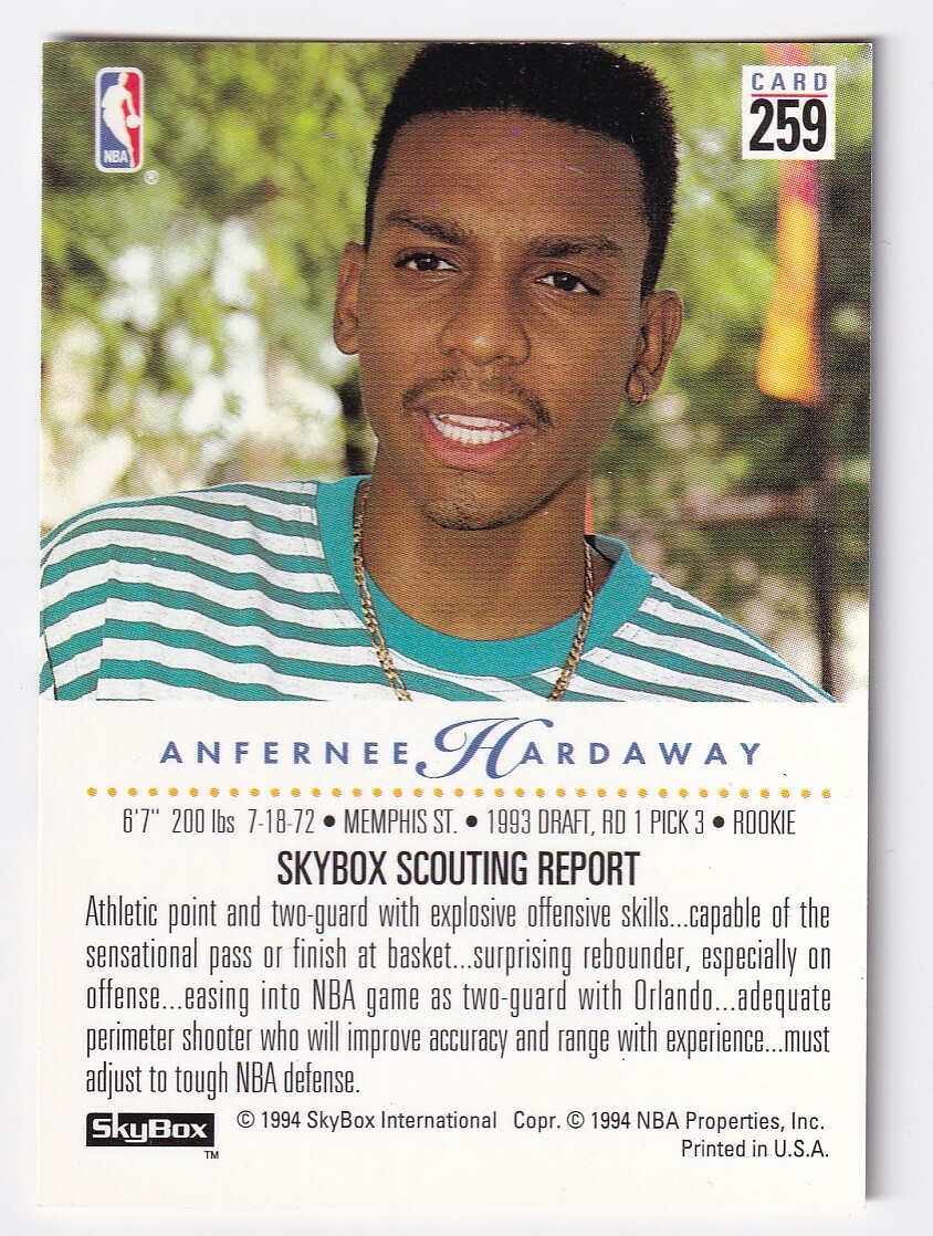 Penny Hardaway 1994-95 Skybox NBA Trading Rookie Card #259