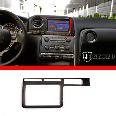 Real Carbon Fiber Navigation Frame Trim Cover Fits Nissan GTR R35 2008 ...