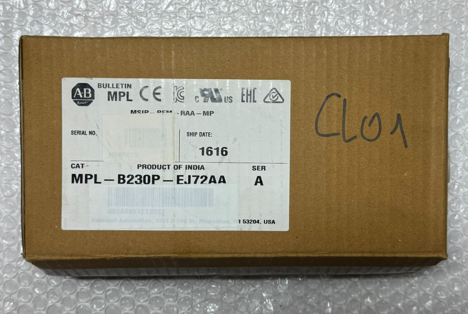 ALLEN BRADLEY SERVO MOTOR  MPL-B230P-EJ72AA #SH