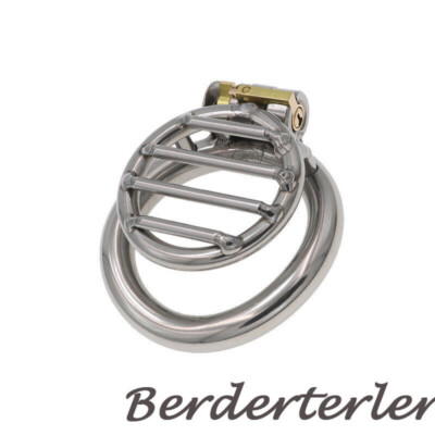 Male Metal Flat Chastity Cage Lock Chastity Device Abstinence