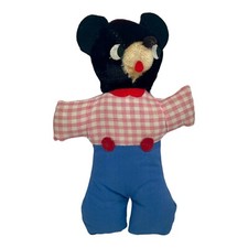 Vintage Storybook Goldilocks Baby Bear Plush Black Pink Checkered Blue