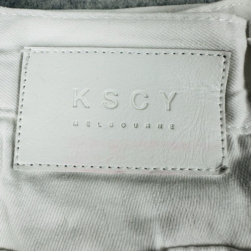 Pantalones de mezclilla KSCY Kiss Chasey K1 súper ajustados blancos destruidos al tobillo talla 34 desgastados - Imagen 15 de 16