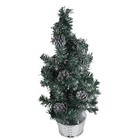 60cm Artificial Christmas Tree with Silver Tinsel Flecks and Pine Cones