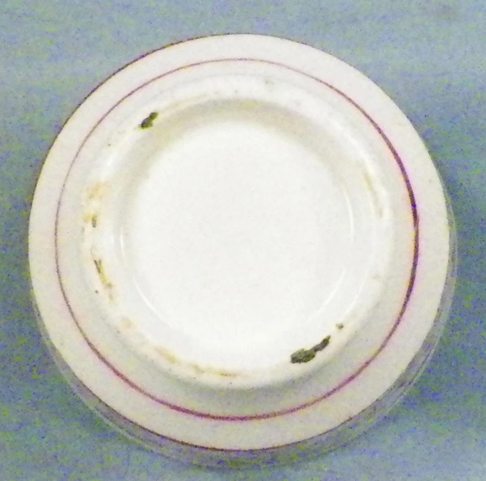 Taza y platillo rosa brillo pasta suave bayas y hojas antiguo sin mango Foto 4 de 4