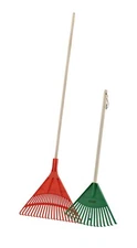 Garden Leaf Rake 2-Pack 60" Orange Adult Size & 34" Green Kid Size