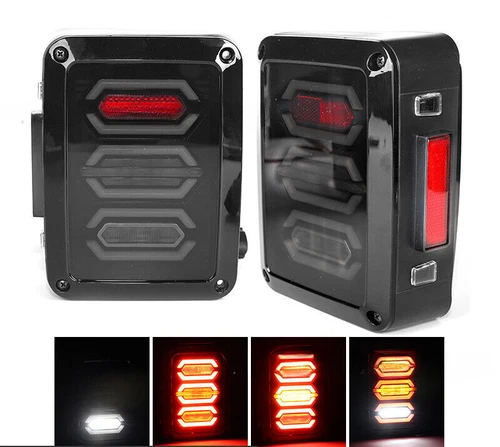 For Jeep Wrangler JKU JK Smoked Avenger 07-18 LED Tail Light W/Turn Signal X2 - Picture 2 of 12
