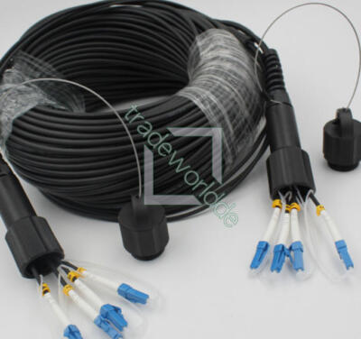 100M LC-LC SM 4 Strand Armored Field TPU Optic Patch Cord Cable Waterproof Head
